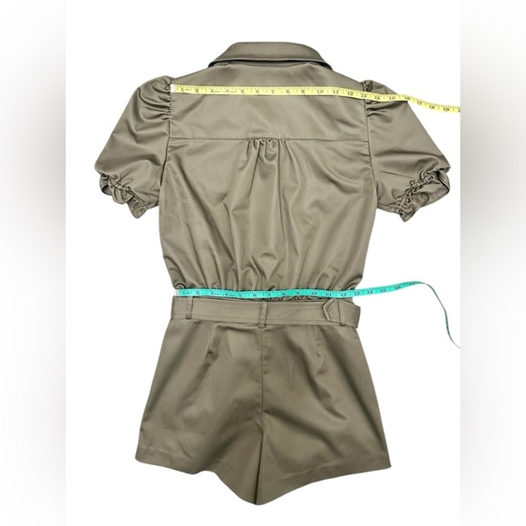 GENERATION LOVE Natlina Gambardine Romper Olive Green Women Size 0 2 XS Sm $325 - Picture 7 of 13